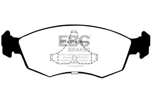 EBC Redstuff front brake pads for Mercury Merkur Scorpio 2.9, high-performance brake pads with red friction material
