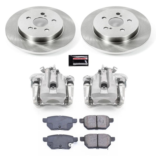 PowerStop rear brake kit with calipers for Lexus CT200h 2011-2017, featuring OE-style brake components and hardware.