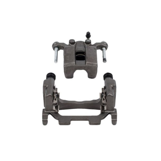 PowerStop rear left OE brake caliper with bracket for 2011-2012 Infiniti G25, showcasing the black metal caliper and mounting bracket.
