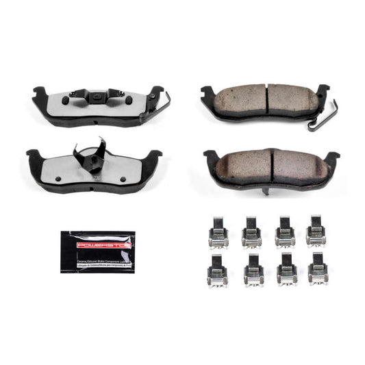 PowerStop Z36 rear brake pads for Jeep Commander 2006-2010, performance truck and tow brake pads with hardware included.