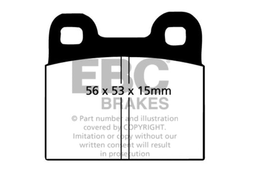 EBC Redstuff rear brake pads for Alfa Romeo Montreal 2.6, high-performance ceramic brake pads with red friction material.
