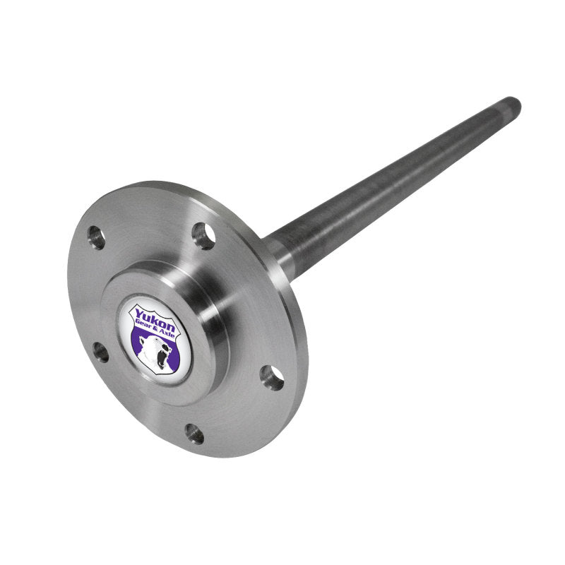 Yukon Gear left hand axle for Ford 7.5-inch Mustang 2005-2010 without ABS, drivetrain component for vehicle repair or upgrade.