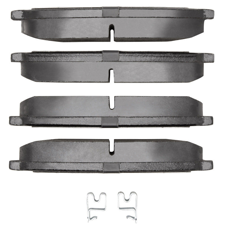 R1 Concepts Lexus LX570 rear ceramic brake pads, OE quality, shown in black with metal backing for improved braking performance.