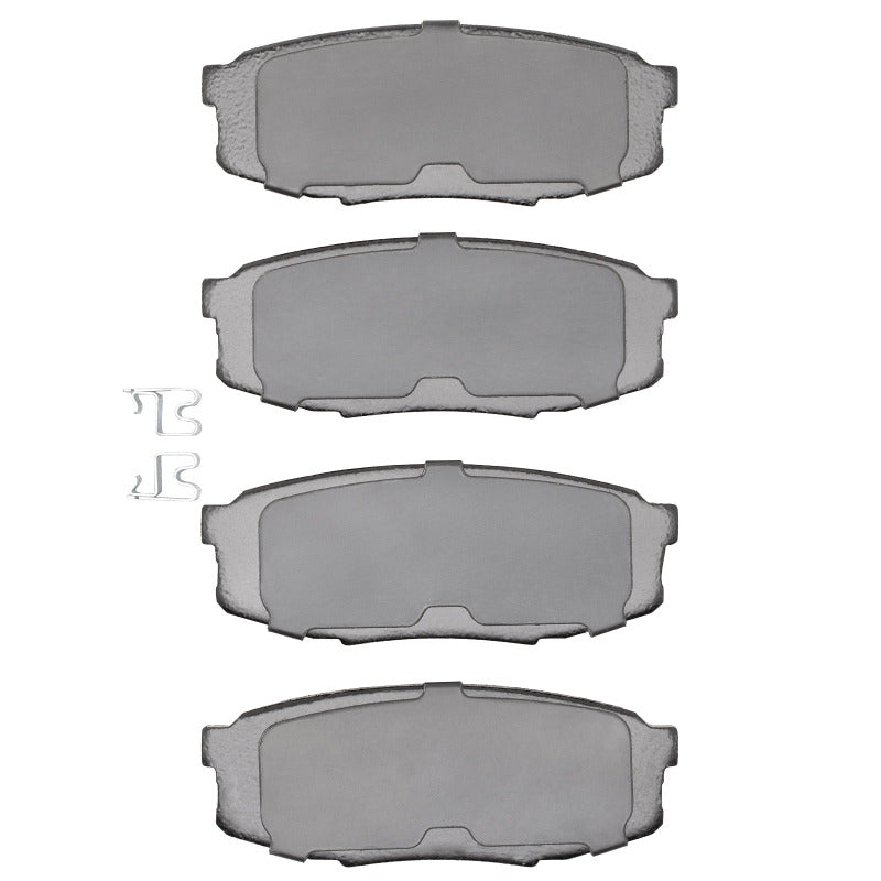 Lexus LX570 R1 Concepts OE rear ceramic brake pads for R1 07-22 model, showing the brake pads with mounting hardware.
