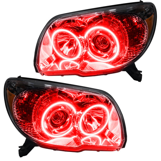 Oracle Lighting LED Halo Headlights for 2006-2009 Toyota 4-Runner, pre-assembled with red halos, showcasing the headlight design.