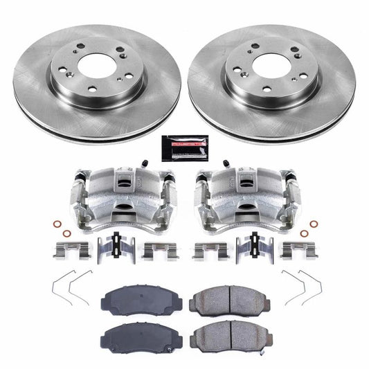 PowerStop OE front brake kit with calipers for 2012-2015 Honda Civic, including brake rotors and calipers.