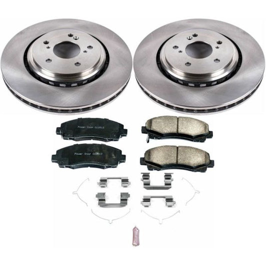 PowerStop OE brake kit for 2015-2019 Acura TLX front brakes, includes rotors and calipers for enhanced stopping power.