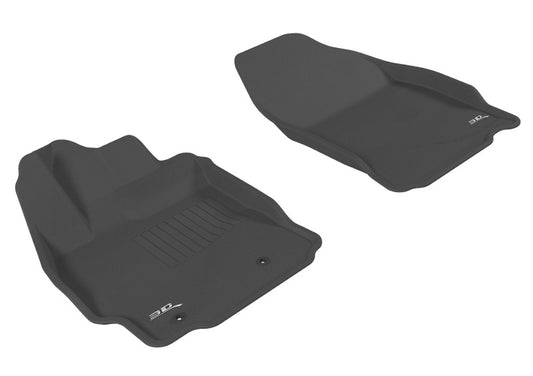 Black 3D MAXpider rubber floor mat for first row of 2011-2013 Scion TC, featuring textured surface and custom fit.