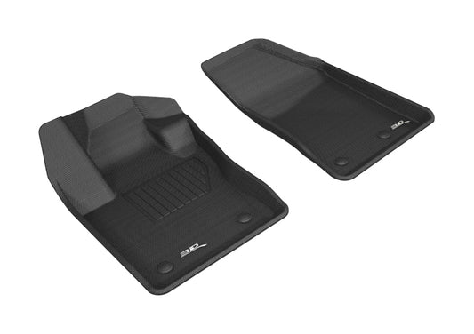 Black 3D MAXpider Kagu 1st row rubber floor mats for 2017-2020 Jeep Compass, featuring textured surface and custom fit.