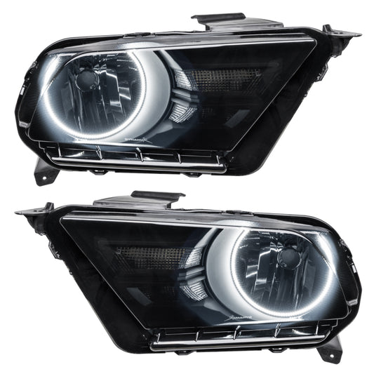 Oracle Lighting Ford Mustang 10-14 SMD headlight, white non-HID, close-up of the LED daytime running light design and headlamp exterior.