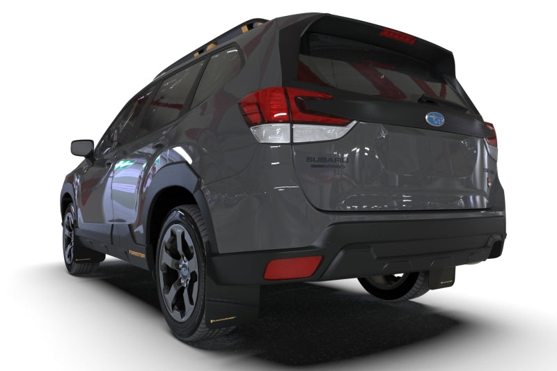 Rally Armor 22-24 Subaru Forester &amp; Wilderness Black UR Mud Flap w/Wild Orange Logo