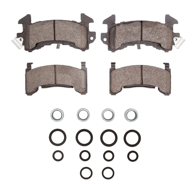 R1 Concepts OE rear semi-metallic brake pads and hardware kit for Buick Riviera 1978-1985, showing brake pad set with hardware