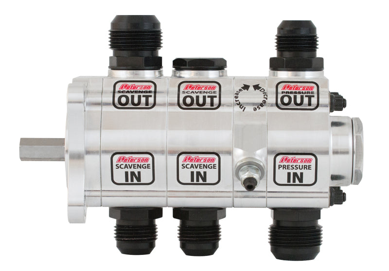 Peterson Fluid Systems R4 3-Stage Oil Pump - Left Side Mount - Rear Drive Drag - Front Pressure