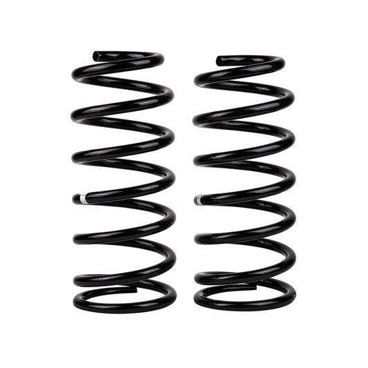 Old Man Emu rear coilover coil spring for Toyota Land Cruiser 200 Series, durable suspension upgrade, close-up image.