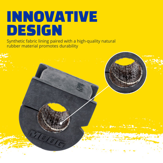Moog 2019 Chevrolet Silverado 1500 LD sway bar bushings, front to frame, showing black rubber components for suspension stability.