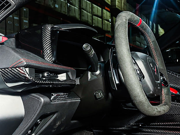 2020+ CHEVROLET CORVETTE C8 CARBON FIBER HUD HEADLIGHT SWITCH BUTTON PANEL COVER