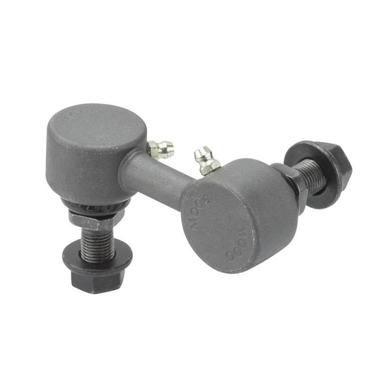 Moog front right sway bar link for 2005-2006 Nissan X-Trail, close-up of the sway bar endlink showing metal and rubber components.