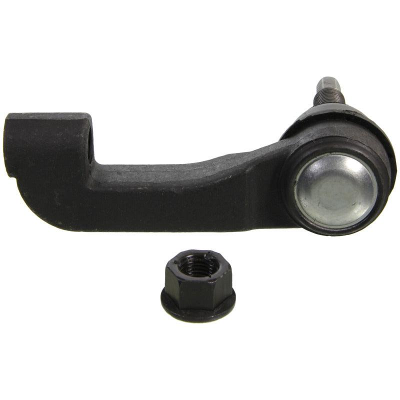 Moog Jeep Liberty front right outer tie rod end, automotive part for steering linkage, shown with metal ball joint and threaded end.