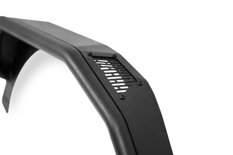 DV8 Offroad Jeep Wrangler JL Spec Series Tube Fenders, black metal fenders with cutouts, designed for 2018-2023 Jeep Wrangler JL models.