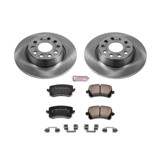 PowerStop rear OE brake kit for 2015 Audi Q3 with brake rotors and pads, designed for reliable stopping power.