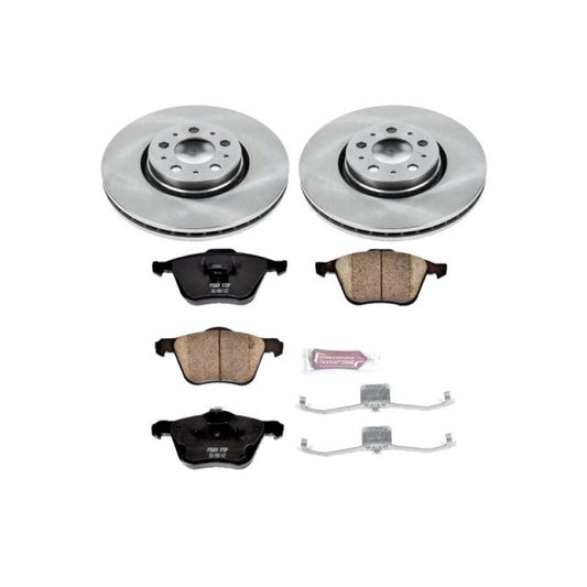 PowerStop OE brake kit for 2008-2009 Volvo S60 front brake replacement with rotors and pads.