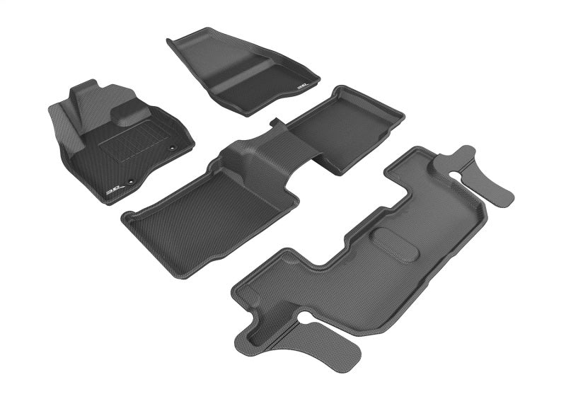 3D MAXpider rubber floor mats for 2015-2016 Ford Explorer second row with center console, Kagu black full set, durable interior protection