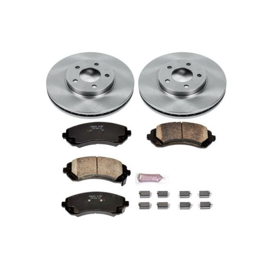 PowerStop OE brake kit for Buick Rendezvous front brakes, includes rotors and calipers, designed for reliable stopping power.