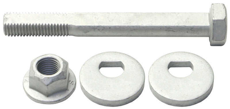 Moog 10-16 Buick LaCrosse rear toe adjuster for suspension alignment, showing the metal component with bolts and adjustment features.