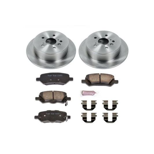 PowerStop rear OE brake kit for 2009-2016 Toyota Venza with brake rotors and pads, shown in the image.