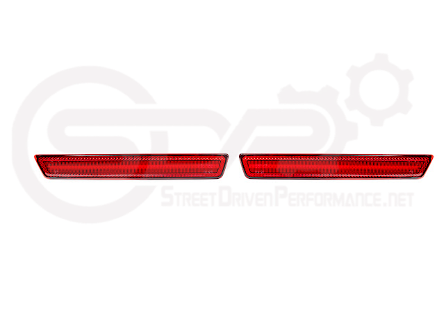 2015-2023 Dodge Challenger | Rear Bumper Side Marker Lens w/ Red LED Reflector Light Pair (Clear / Red / Smoke)