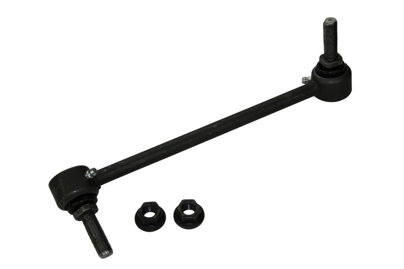 Moog Cadillac ATS front right sway bar endlink, replacement part for 2013-2019 model, close-up of the sway bar link.