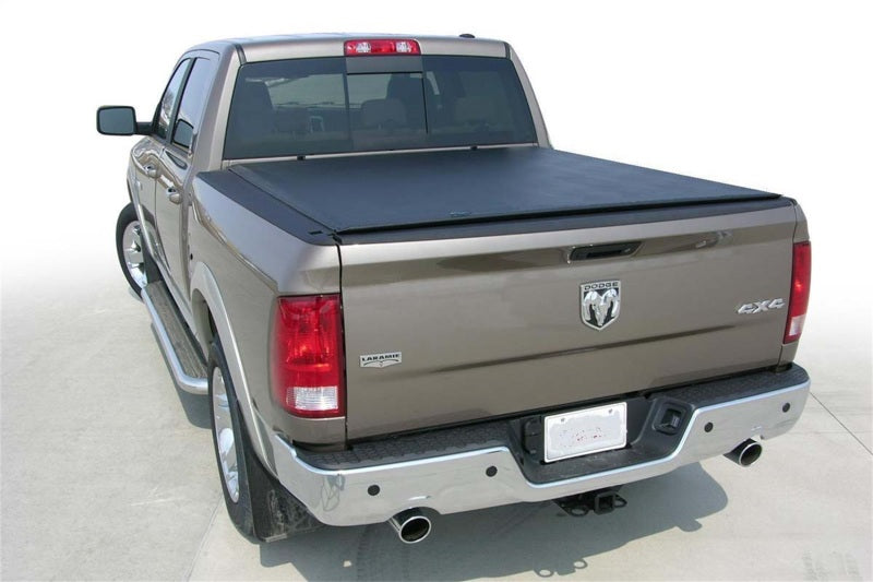 Access Tonnosport roll-up truck bed cover on Dodge Ram 1500 Quad and Regular Cab with 8ft bed, exterior truck bed accessory.