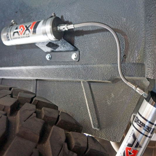 Skyjacker UNI Remote Reservoir Brake Brackets for lift kits, showing the round metal brackets and mounting hardware.