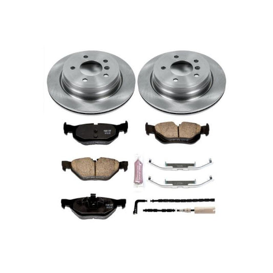 PowerStop OE rear brake kit for 2006 BMW 325xi, includes brake rotors and pads for improved stopping power.