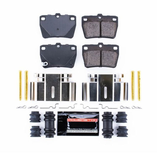 PowerStop Z23 Evolution Sport brake pads with hardware for rear of 2004-2005 Toyota RAV4, performance brake components.