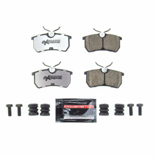 PowerStop 14-19 Ford Fiesta rear Z26 performance brake pads with hardware, designed for enhanced stopping power and durability.