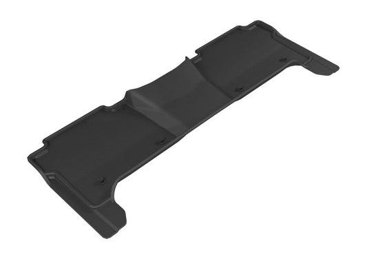 Black 3D MAXpider rubber floor mats for the 2017-2020 Nissan Armada second row, featuring textured surface and custom fit.