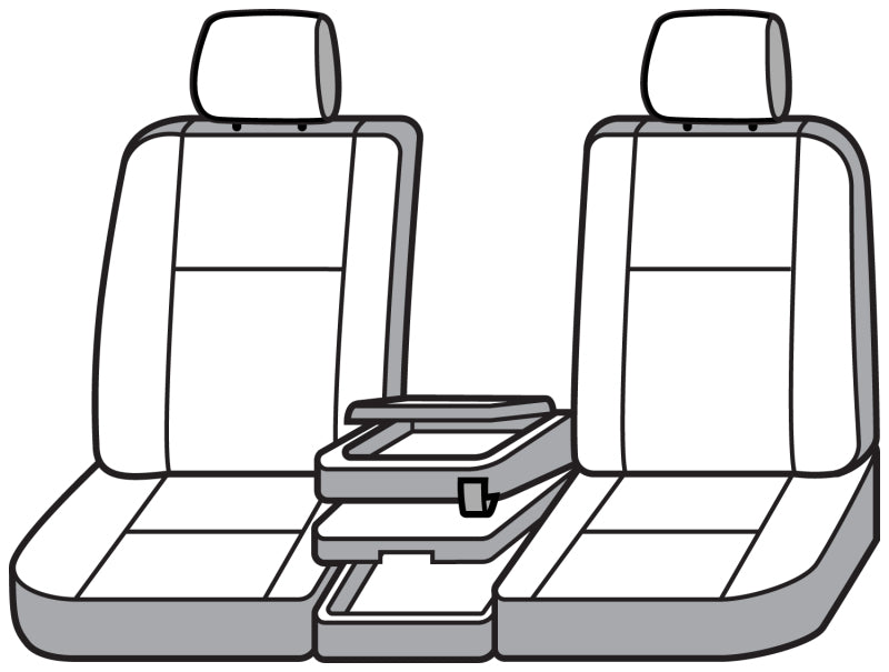 Covercraft Carhartt Super Dux front seat covers for Chevrolet Silverado 2019-2025 in gravel color, durable custom seat protection.
