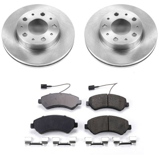 PowerStop OE brake kit for 2014-2019 Ram ProMaster 1500 front brakes, includes rotors and calipers for enhanced stopping power.