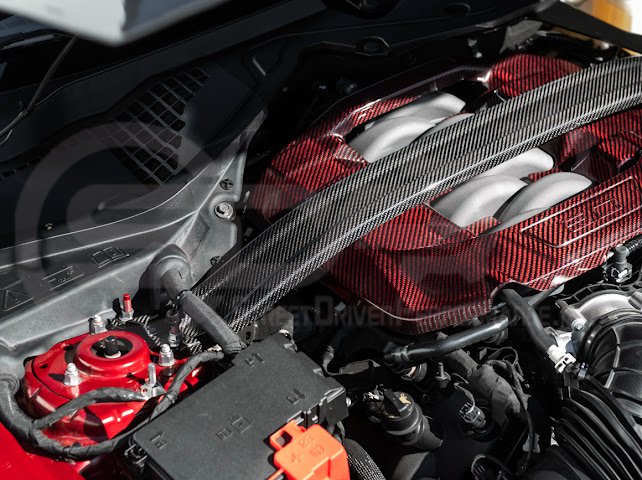 2024-Up Ford Mustang S650 | S650 Dark Horse Style CARBON FIBER Engine Strut Brace Balance Tower Bar