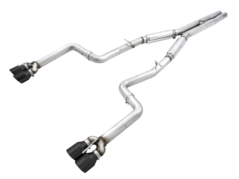 AWE Tuning catback exhaust system for 2015+ Dodge Challenger with quad diamond black tips, designed for 6.4L/6.2L supercharged engines.