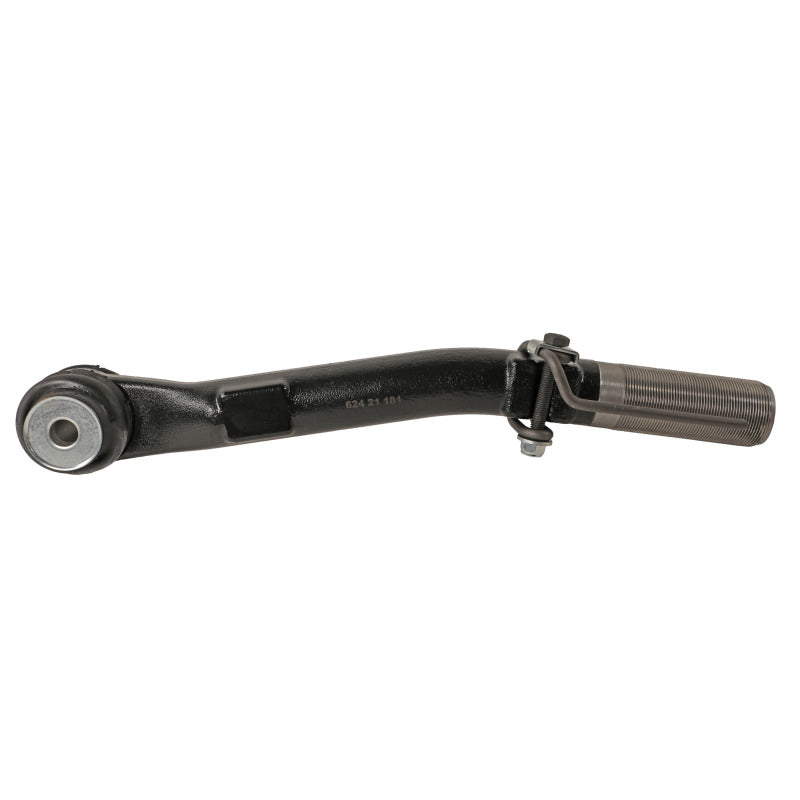 Moog 11-16 Ford F-250 Super Duty front right outer tie rod showing metal rod with rubber boot and mounting connection
