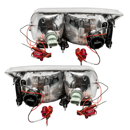 Oracle Ford Crown Victoria SMD HL headlight with chrome finish, halogen bulbs, and ColorSHIFT technology, showcasing the headlight assembly.