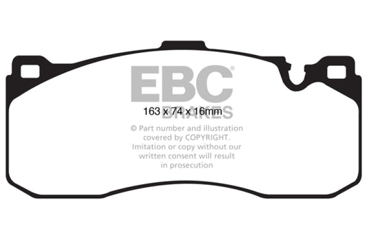 EBC greenstuff front brake pads for BMW 135 3.0 Twin Turbo, performance brake pads with green friction material.