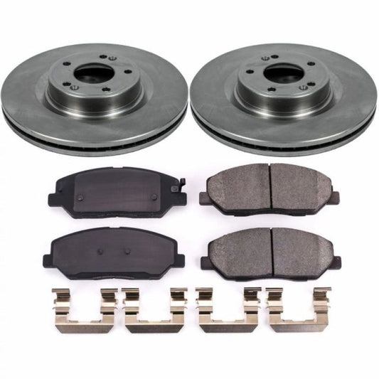 PowerStop OE front brake kit for Hyundai Genesis 2009-2011, includes brake pads and rotors for reliable stopping power.