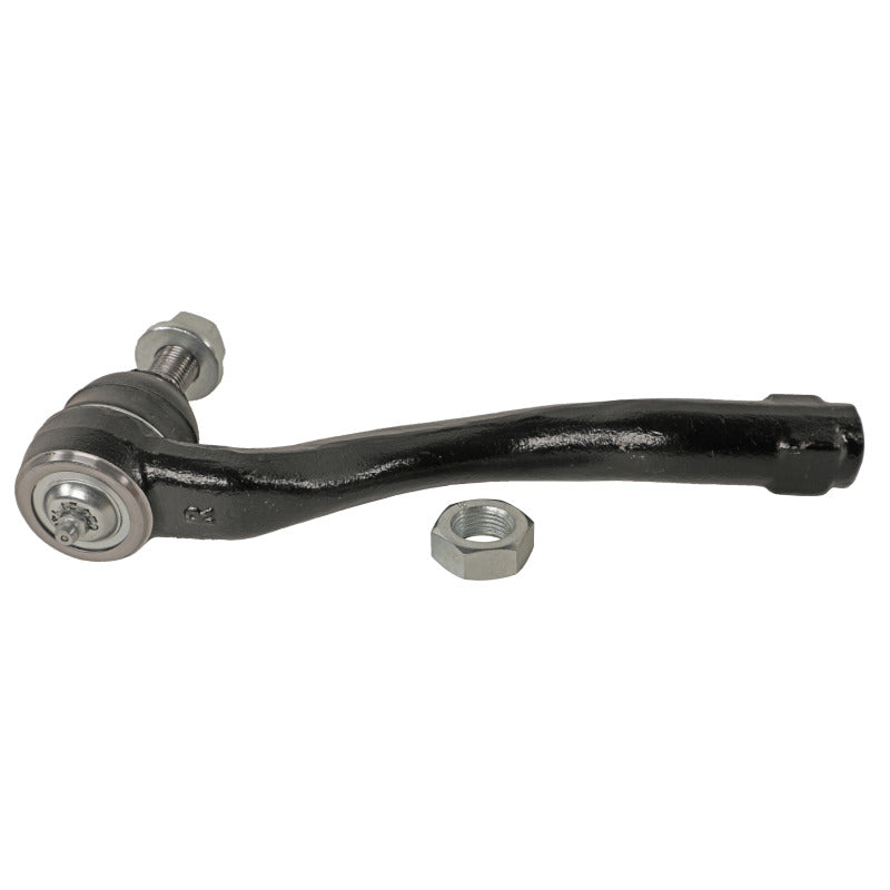 Moog front right outer tie rod for Dodge Durango 2011-2015, showing the metal rod with threaded end and rubber boot.