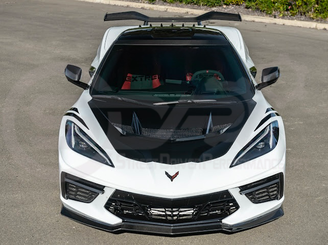 2020-PRESENT CHEVROLET CORVETTE C8 | ZR1 REPLICA STYLE CARBON FLASH FRONT VENTED HOOD