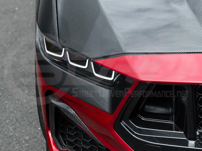 2024-Up Ford Mustang GT | Carbon Fiber Overlay Headlight Eyebrow Trim Cover Pair