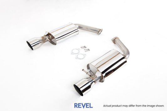 Revel Catback exhaust system with Lexus SC300/400 Medallion Street Plus Axle-Back on a vehicle, showcasing polished metal and dual exhaust tips.