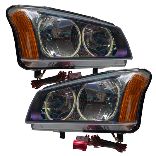 Oracle Lighting LED halo headlights for Chevrolet Silverado 2003-2006, blue pre-assembled headlight assembly with halo rings.